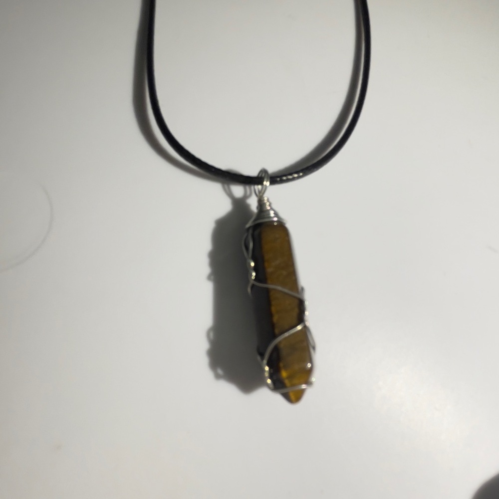 GORGEOUS WIRED TIGERS EYE PENDANT SO MANY COLORS!!